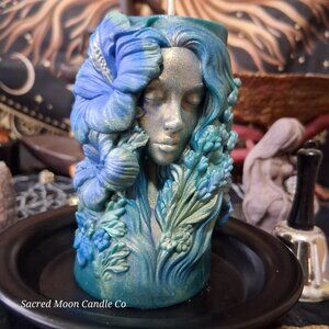 Yemaya's Waters Hibiscus Goddess Devotional Pillar Candle